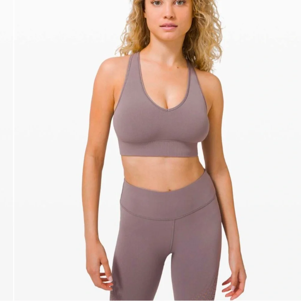 Lululemon Reveal Sports Bra Digital Rain Light Support Knit Lunar Rock Taupe